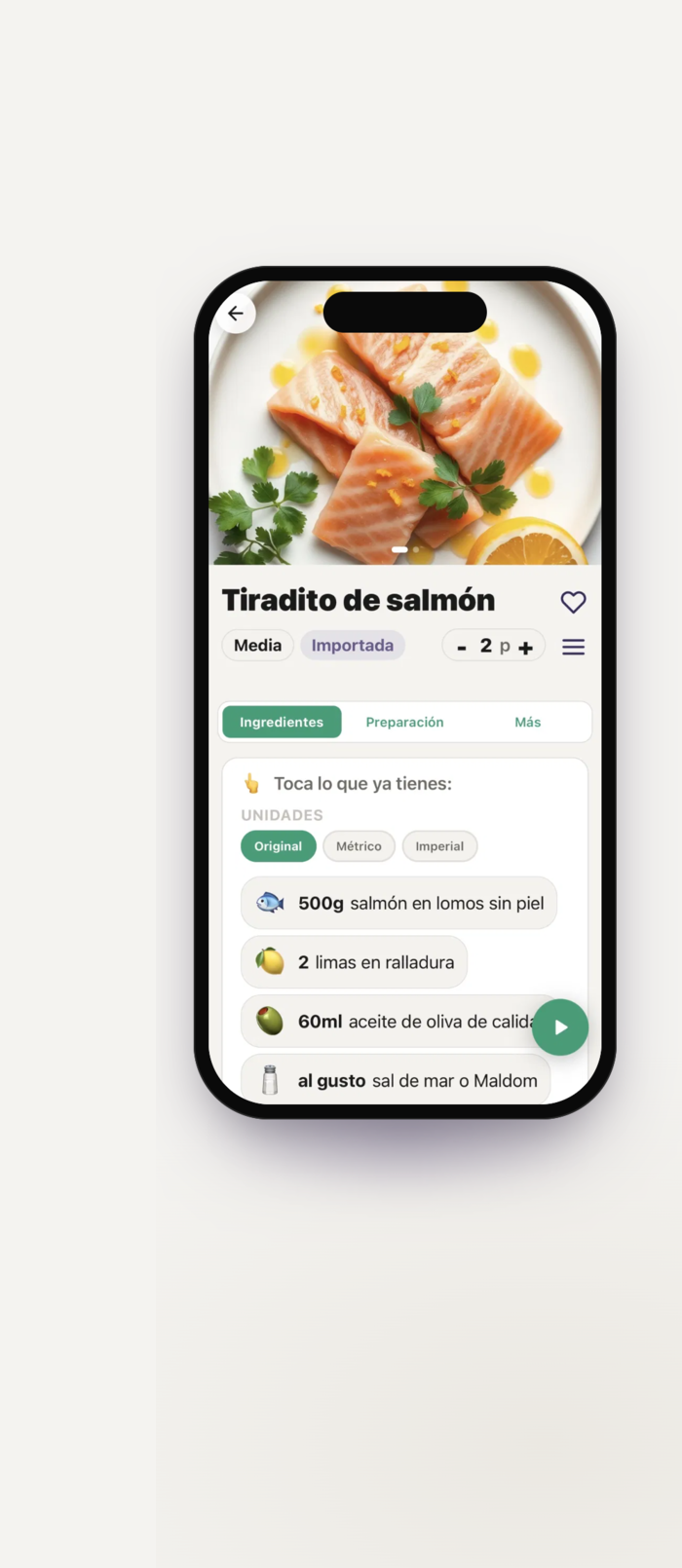 Leemon en un iPhone: una receta con su foto e ingredientes